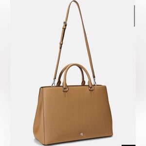 Ralph Lauren Large Leather Tote Shoulder Bag Tan